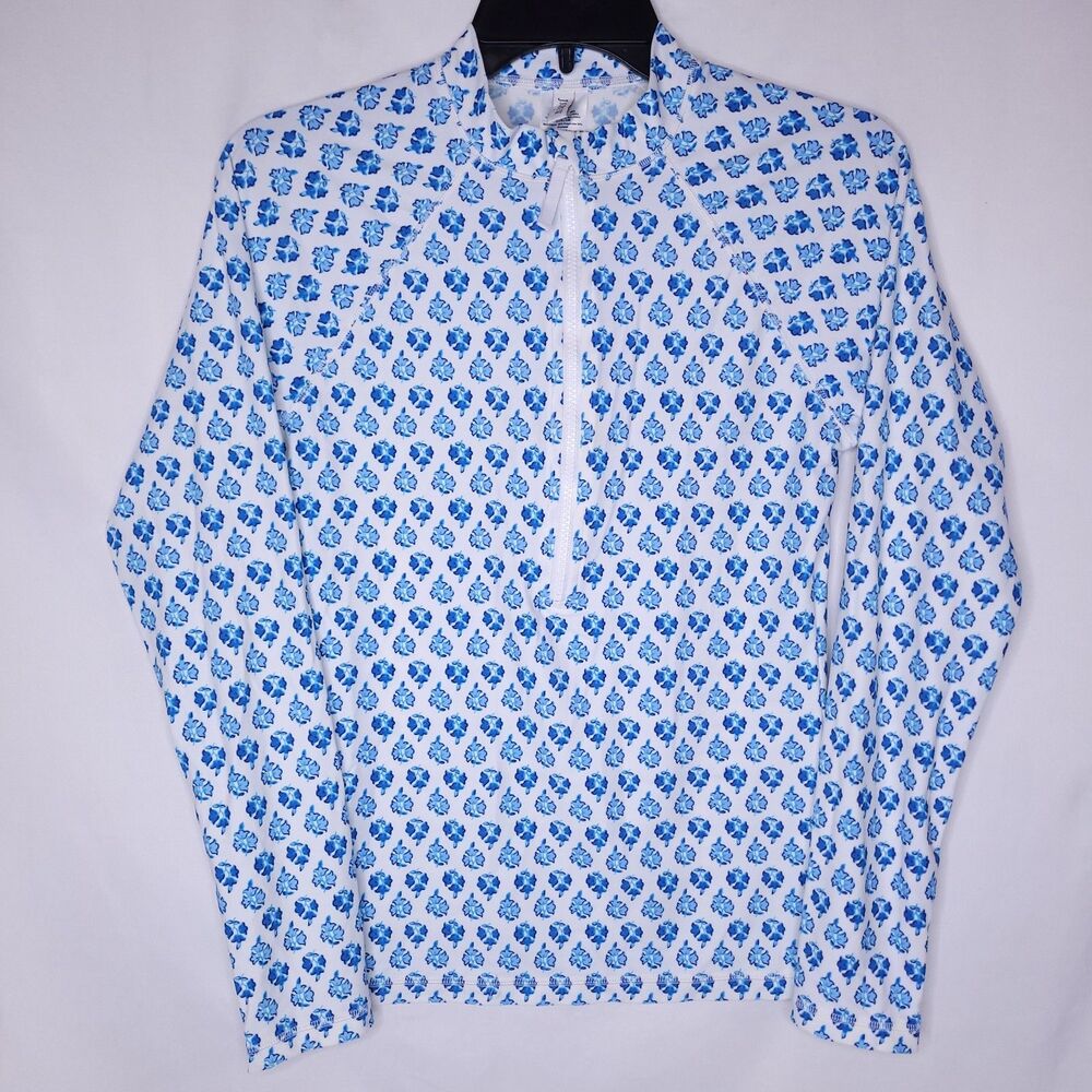J Crew Rash Guard Womens Medium Floral UPF 50+ Long Sleeve Front Zip BI069